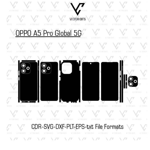 OPPO A5 Pro Global 5G Mobile Skin Template Vector