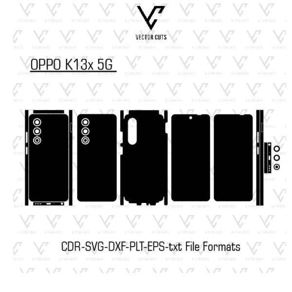 OPPO K13x 5G Mobile Skin Template Vector