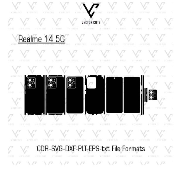 Realme 14 5G Mobile Skin Template Vector