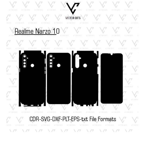 Realme Narzo 10 Mobile Skin Template Vector