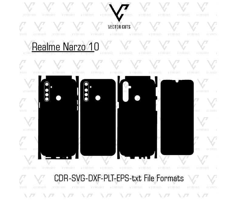 Realme Narzo 10 Mobile Skin Template Vector