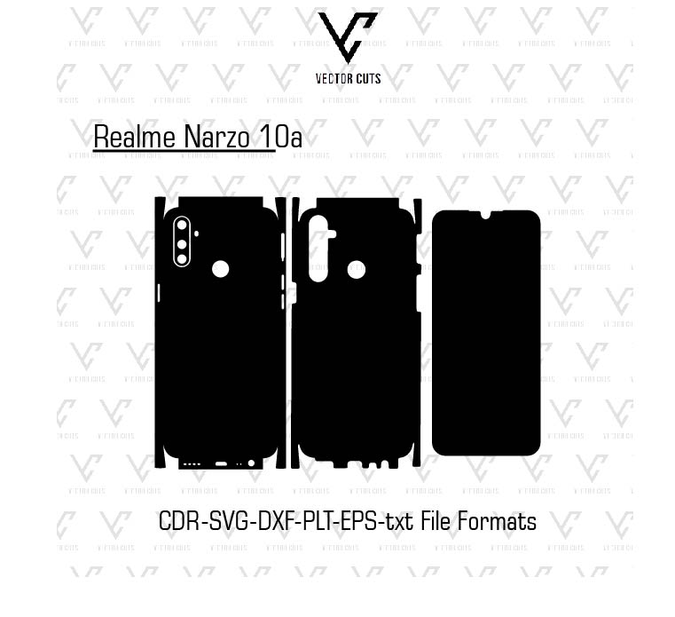 Realme Narzo 10a Mobile Skin Template Vector