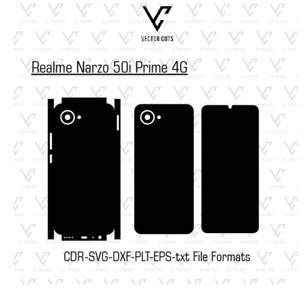Realme Narzo 50i Prime 4G Mobile Skin Template Vector