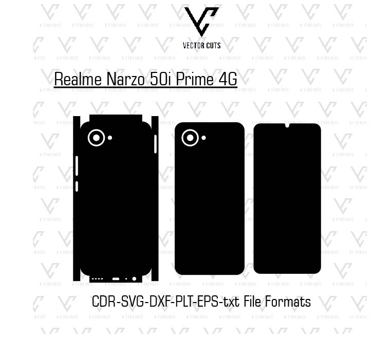 Realme Narzo 50i Prime 4G Mobile Skin Template Vector
