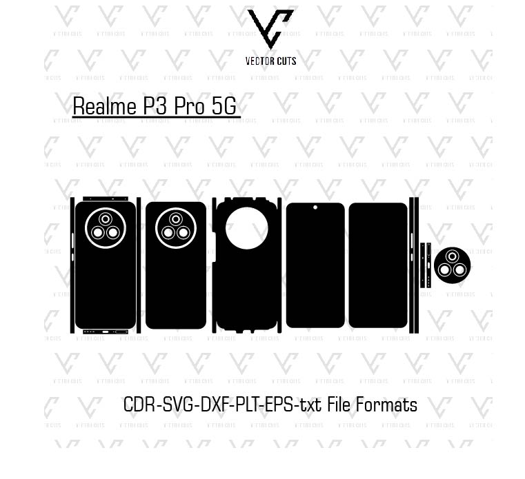 Realme P3 Pro 5G Mobile Skin Template Vector