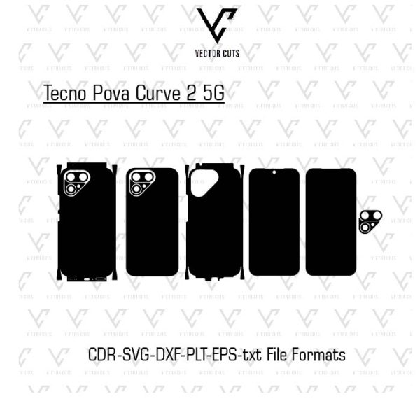 Tecno Pova Curve 2 5G Mobile Skin Template Vector
