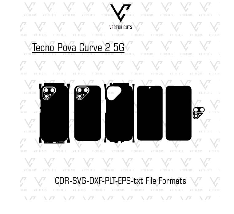 Tecno Pova Curve 2 5G Mobile Skin Template Vector