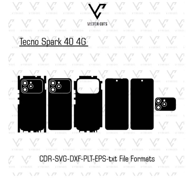 Tecno Spark 40 4G Mobile Skin Template Vector