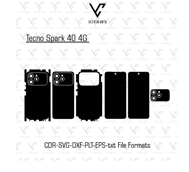 Tecno Spark 40 4G Mobile Skin Template Vector
