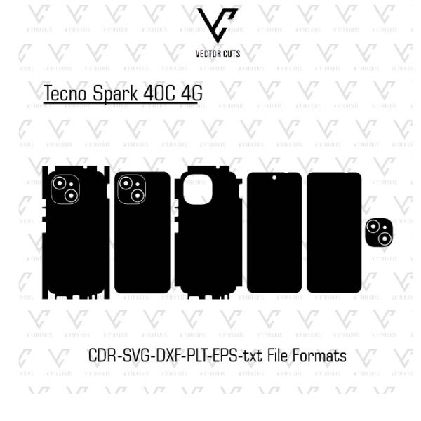 Tecno Spark 40C 4G Mobile Skin Template Vector