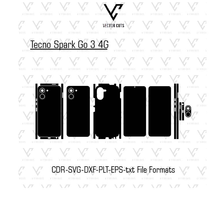 Tecno Spark Go 3 4G Mobile Skin Template Vector