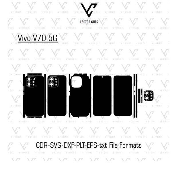 Vivo V70 5G Mobile Skin Template Vector
