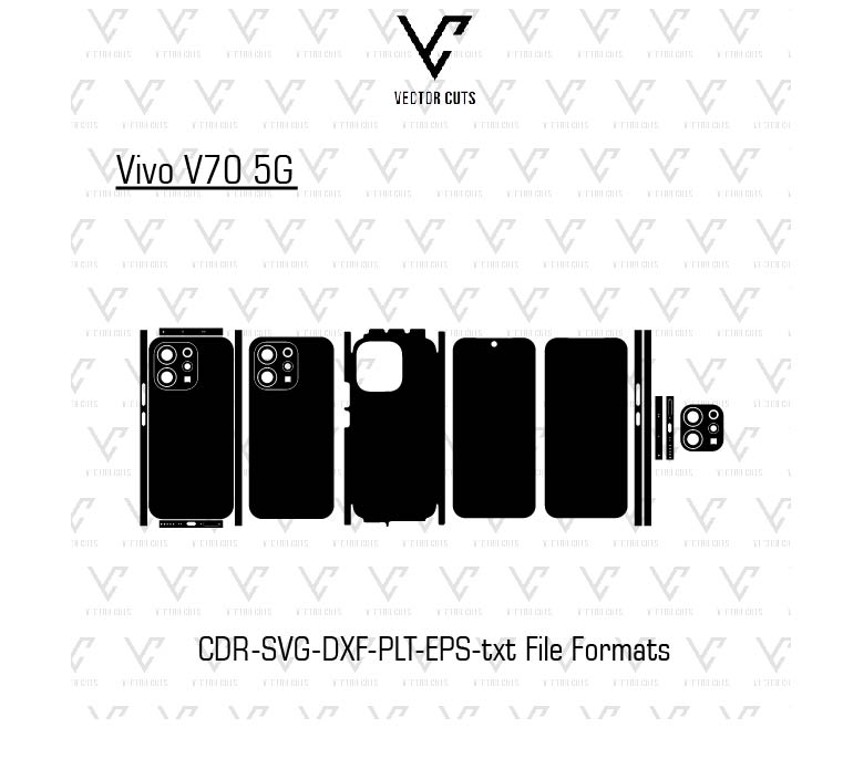 Vivo V70 5G Mobile Skin Template Vector