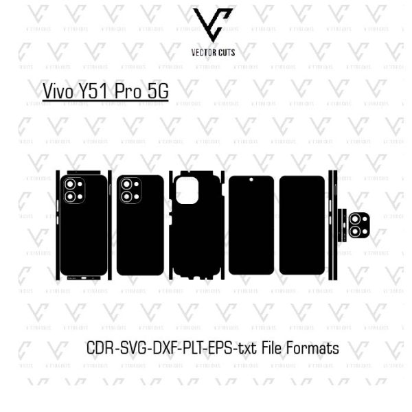 Vivo Y51 Pro 5G Mobile Skin Template Vector