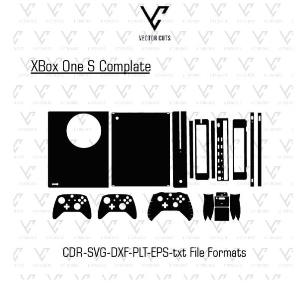 XBox One S Complete Vinyl Skin Template Vector