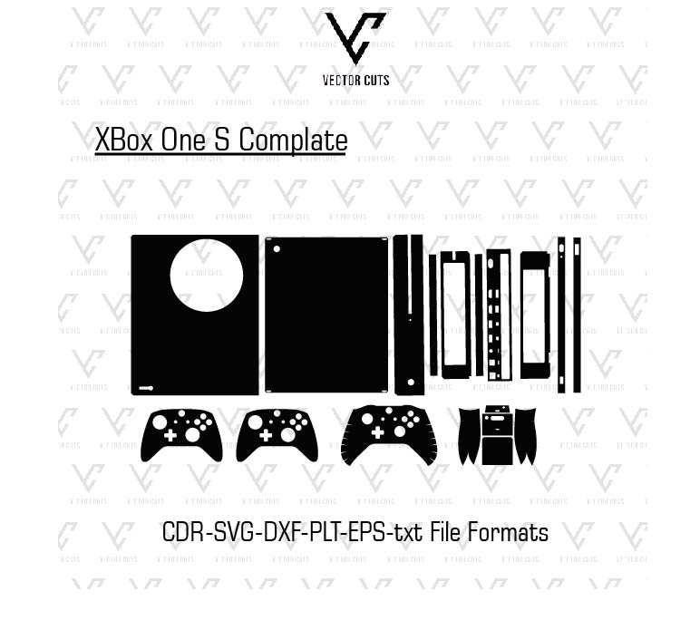 XBox One S Complete Vinyl Skin Template Vector