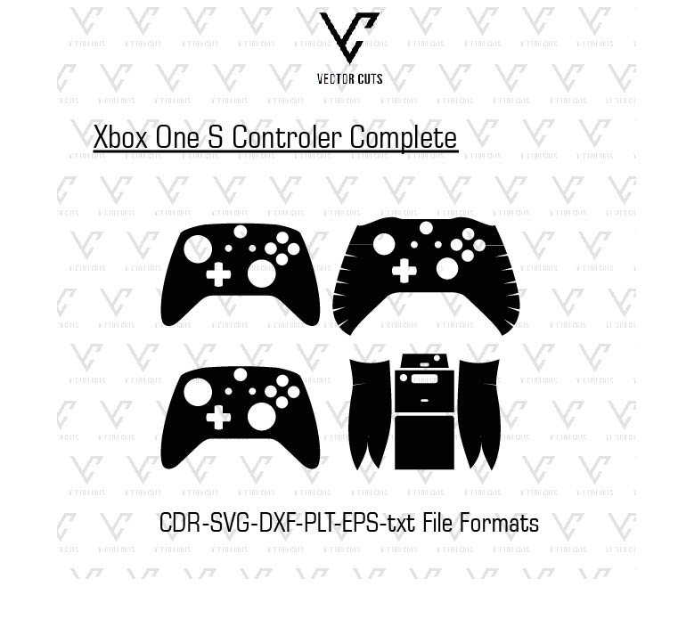 Xbox One S Controler Complete Vinyl Skin Template Vector