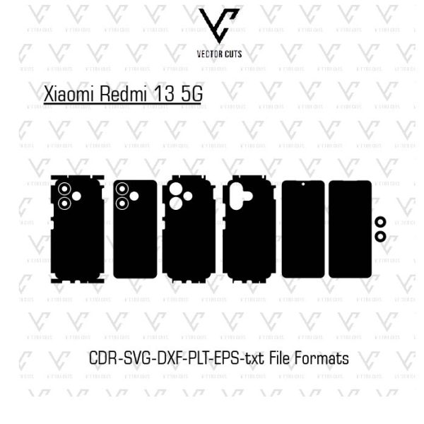 Xiaomi Redmi 13 5G Mobile Skin Template Vector