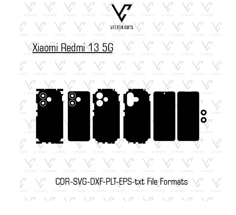 Xiaomi Redmi 13 5G Mobile Skin Template Vector