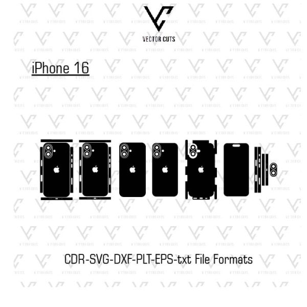 iPhone 16 Mobile Skin Template Vector