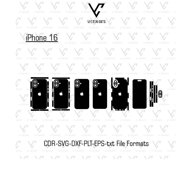 iPhone 16 Mobile Skin Template Vector