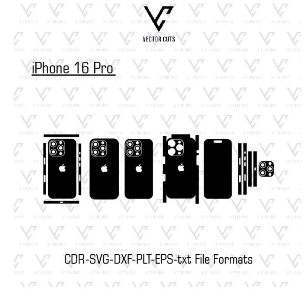 iPhone 16 Pro Mobile Skin Template Vector