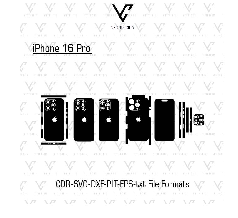 iPhone 16 Pro Mobile Skin Template Vector