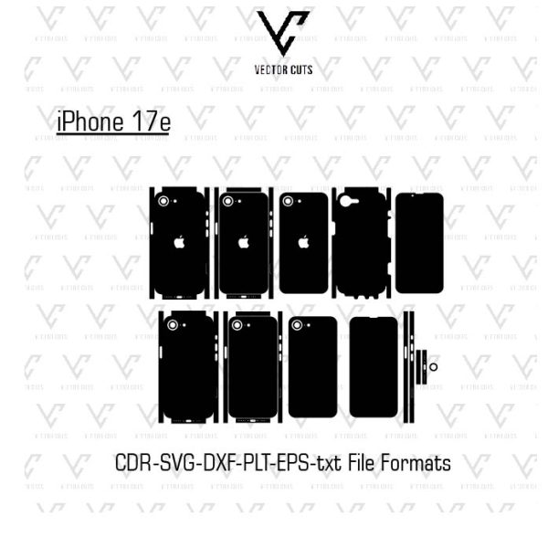 iPhone 17e Mobile Skin Template Vector