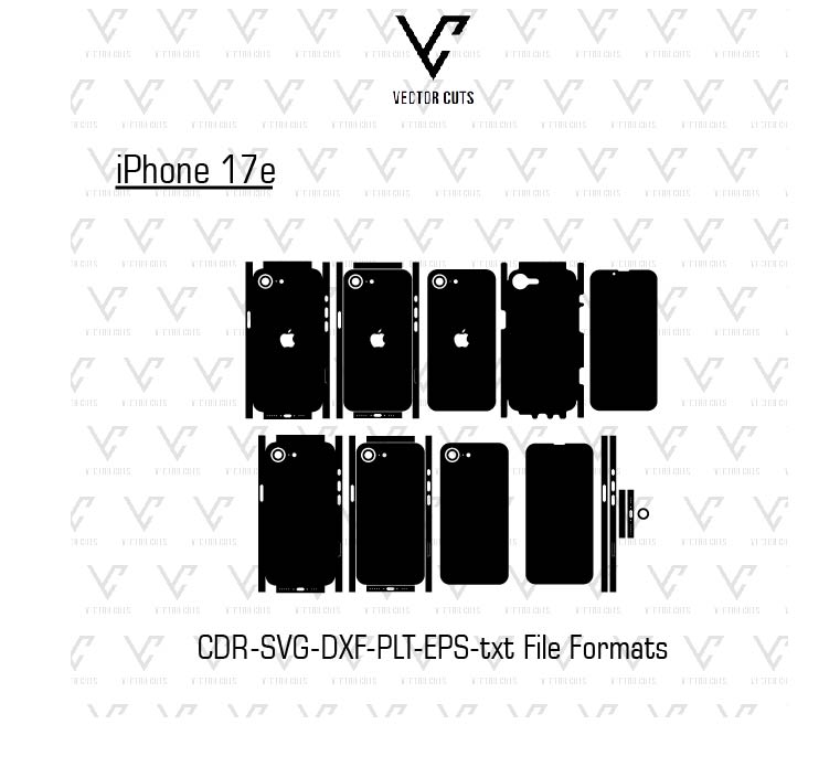 iPhone 17e Mobile Skin Template Vector