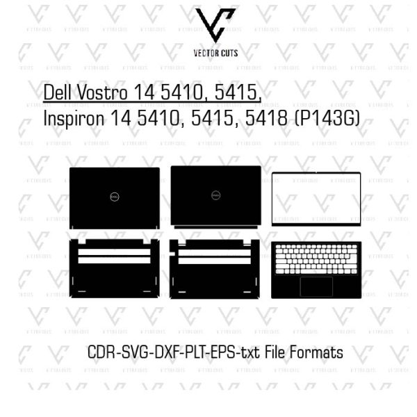 Dell Vostro 14 5410, 5415, Inspiron 14 5410, 5415, 5418 (P143G) Laptop Skin Template