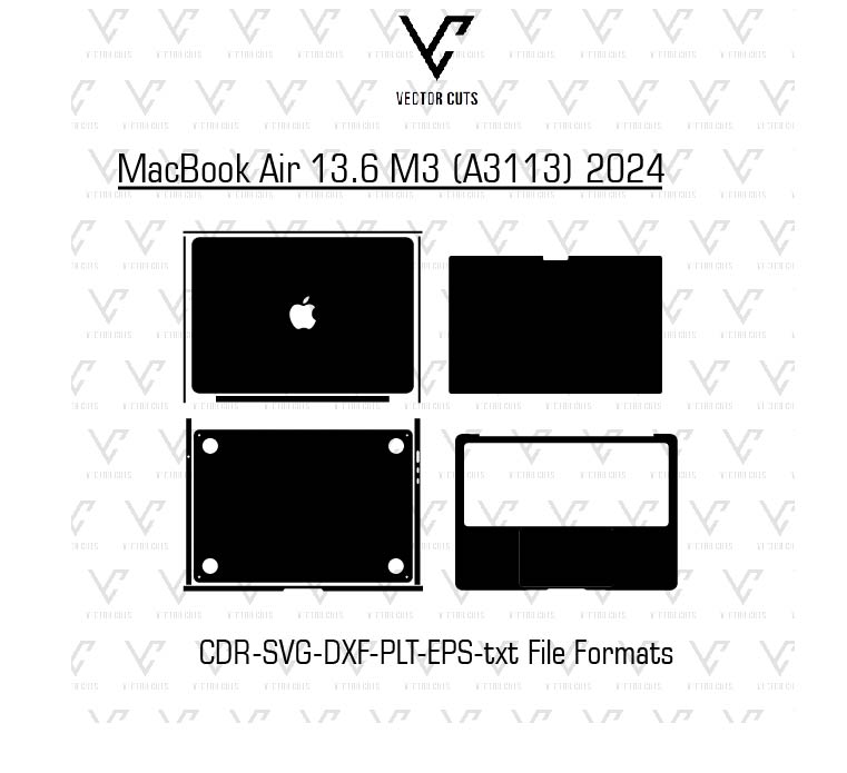 MacBook Air 13.6 M3 (A3113) 2024 Mobile Skin Template