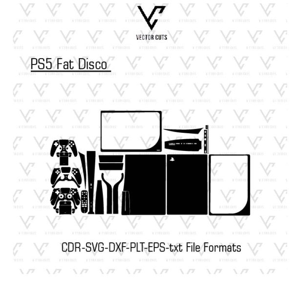 PS5 Fat Disco Vinyl Skin Template Vector