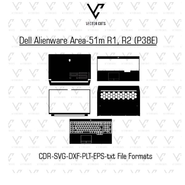 Dell Alienware Area-51m R1, R2 (P38E) Laptop Skin Template
