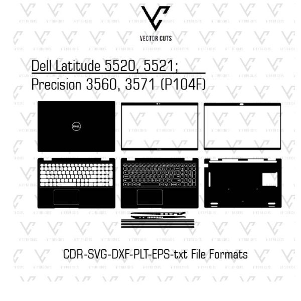 Dell Latitude 5520, 5521; Precision 3560, 3571 (P104F) Laptop Skin Template