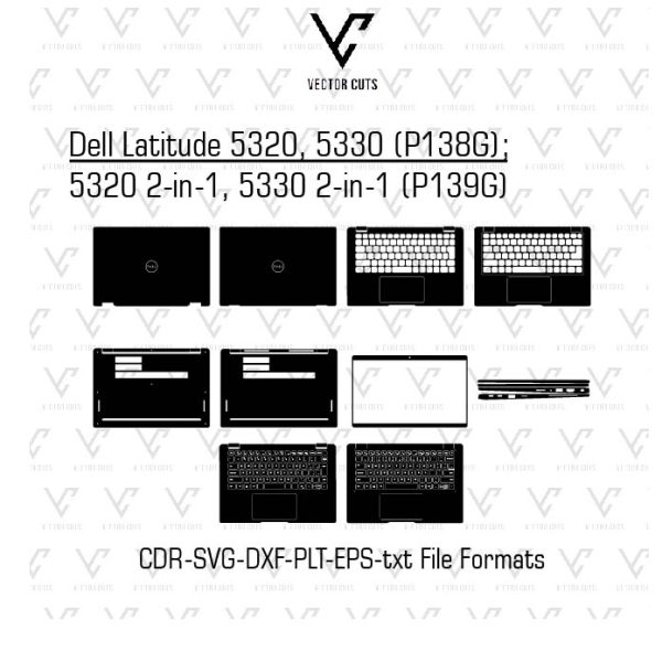 Dell Latitude 5320, 5330 (P138G); 5320 2-in-1, 5330 2-in-1 (P139G) Laptop Skin Templates