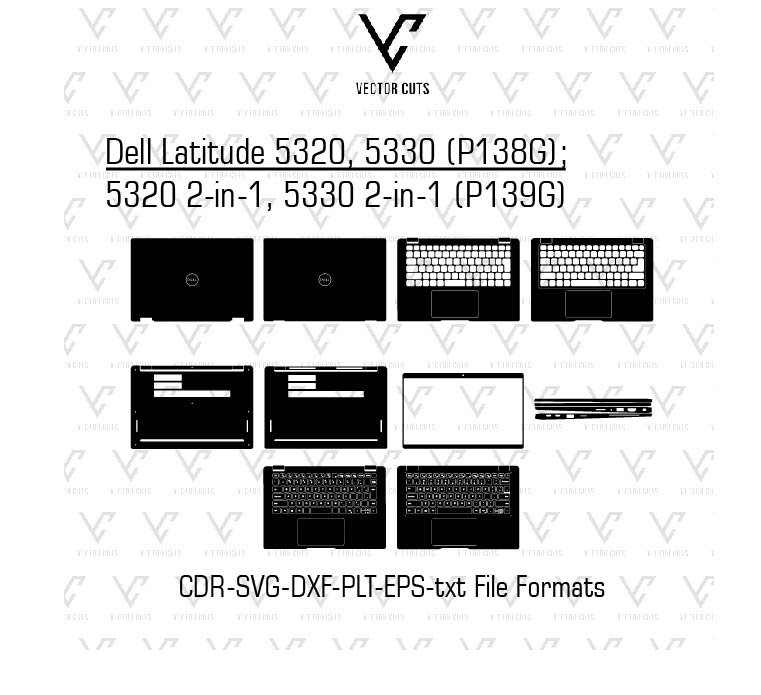 Dell Latitude 5320, 5330 (P138G); 5320 2-in-1, 5330 2-in-1 (P139G) Laptop Skin Templates